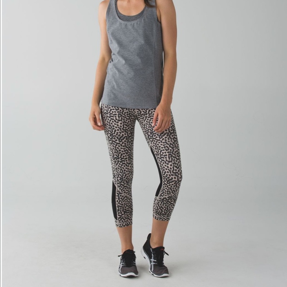 Lululemon 4 pace rival crop ace grain spot leggings brown black active yoga - Picture 10 of 10